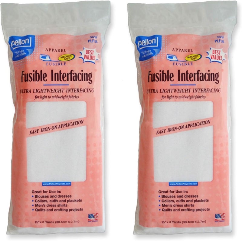 15 inches x 3 yards White Fusible Interfacing, 2 Pack