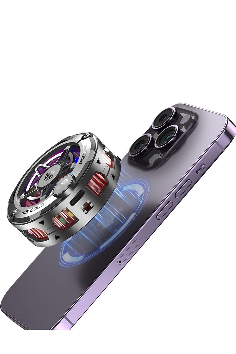 Cooler, icing model mobile phone cooler for gaming and live streaming, three-speed adjustment, clamp design, semiconductor mobile phone cooler with RGB light for mobile phones