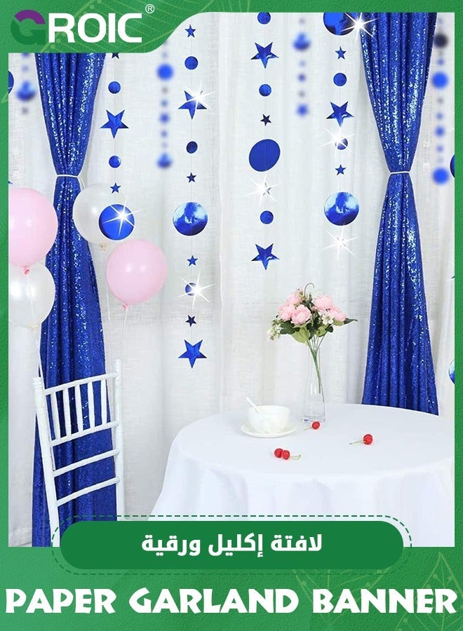 GROIC 16M Party Decorations Navy Blue Circle Dot And Star Hanging Streamer,Hanging Banner Streamer Backdrop Decor,Baby Shower Bachelorette Graduation Supplies - Image 2