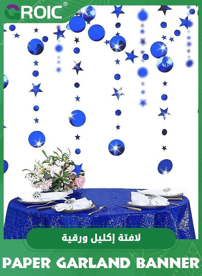 GROIC 16M Party Decorations Navy Blue Circle Dot And Star Hanging Streamer,Hanging Banner Streamer Backdrop Decor,Baby Shower Bachelorette Graduation Supplies - Image 1