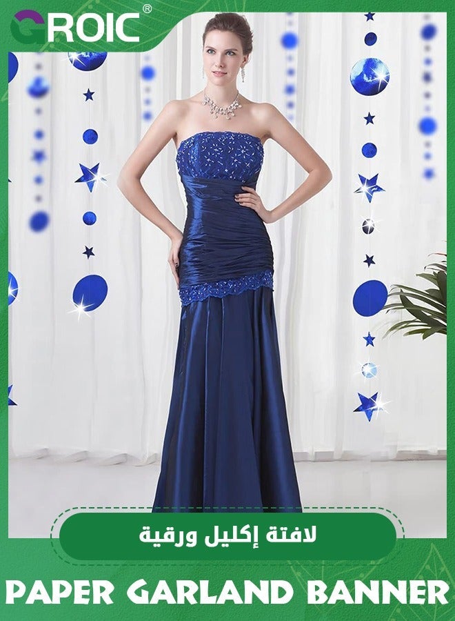 GROIC 16M Party Decorations Navy Blue Circle Dot And Star Hanging Streamer,Hanging Banner Streamer Backdrop Decor,Baby Shower Bachelorette Graduation Supplies - Image 5