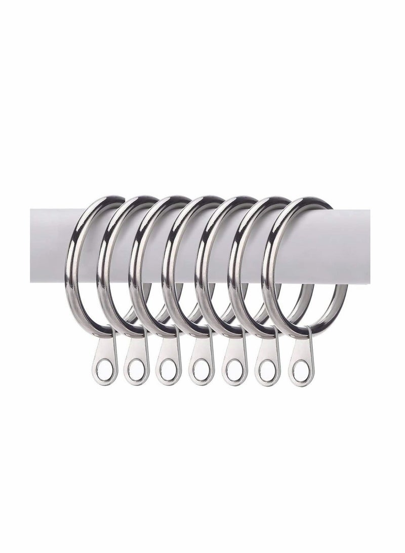 Y&D Curtain Rings,20pcs 32mm Metal Drapery Pole Rod Rings with Fixed Eyes & 20pcs Plastic Hooks,Silver Hanging for Curtains and Rods Silver - Image 1