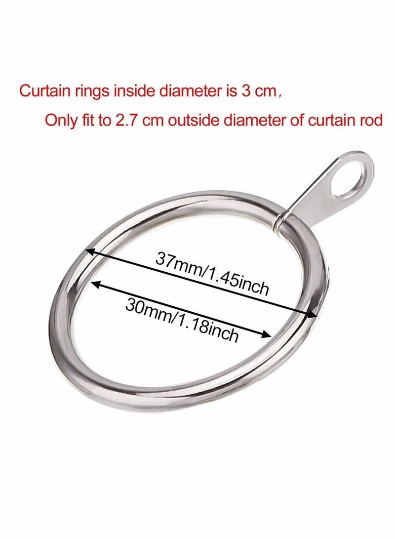 Y&D Curtain Rings,20pcs 32mm Metal Drapery Pole Rod Rings with Fixed Eyes & 20pcs Plastic Hooks,Silver Hanging for Curtains and Rods Silver - Image 4