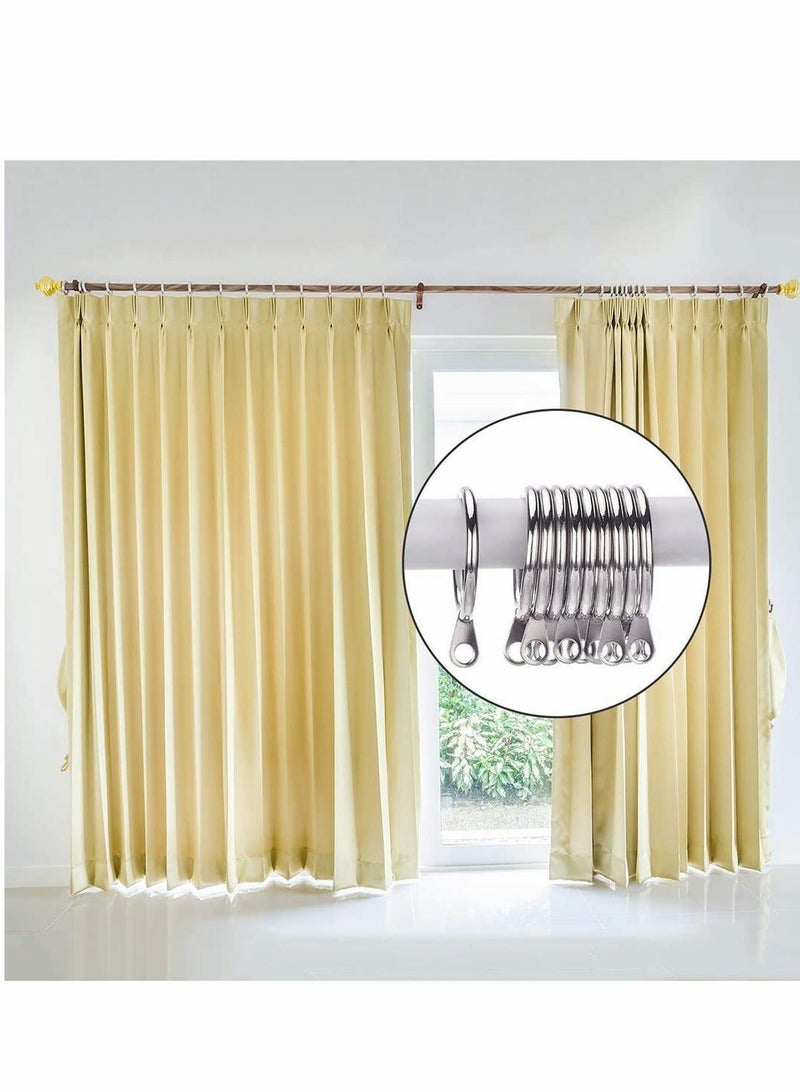 Y&D Curtain Rings,20pcs 32mm Metal Drapery Pole Rod Rings with Fixed Eyes & 20pcs Plastic Hooks,Silver Hanging for Curtains and Rods Silver - Image 2