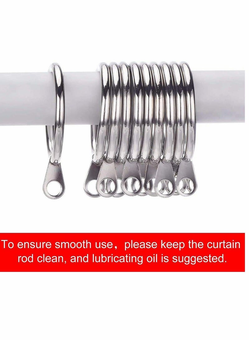 Y&D Curtain Rings,20pcs 32mm Metal Drapery Pole Rod Rings with Fixed Eyes & 20pcs Plastic Hooks,Silver Hanging for Curtains and Rods Silver - Image 3