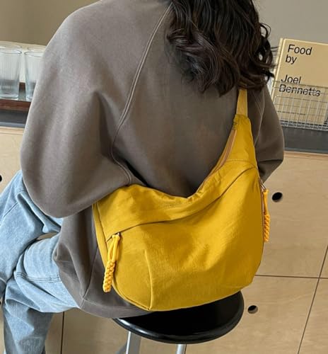 Rungion Hobo Bag for Women Men Crescent Shoulder Bag Retro Nylon Canvas Crossbody Bag Slouchy Corduroy Dumpling Bag Purse - Image 4