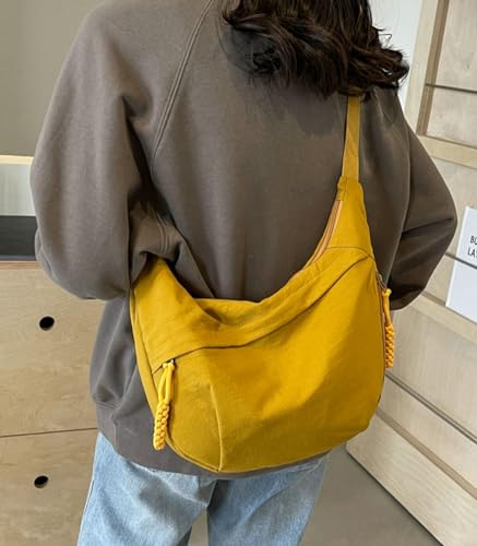 Rungion Hobo Bag for Women Men Crescent Shoulder Bag Retro Nylon Canvas Crossbody Bag Slouchy Corduroy Dumpling Bag Purse - Image 5