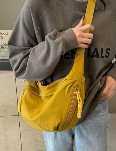 Rungion Hobo Bag for Women Men Crescent Shoulder Bag Retro Nylon Canvas Crossbody Bag Slouchy Corduroy Dumpling Bag Purse - Image 2
