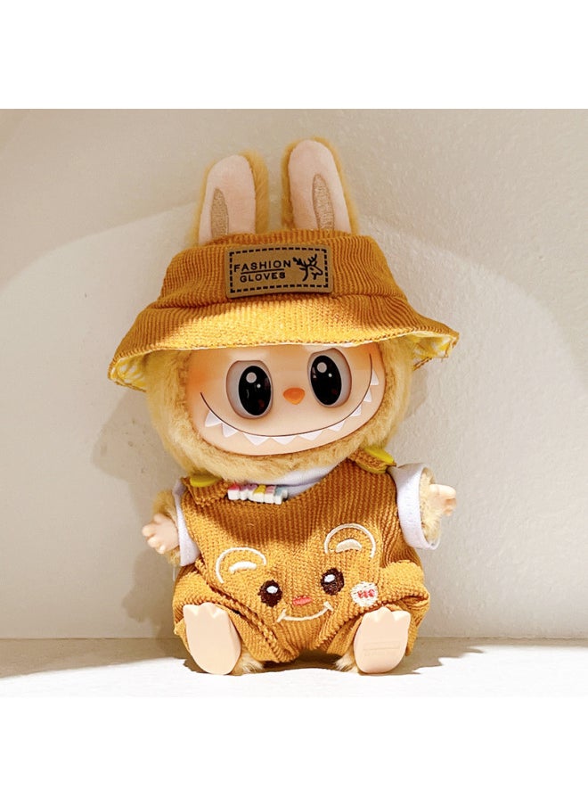Labubu Labubu Doll Plush Doll Vinyl Doll 17cm Costume Suit For Clothes Accessories-Specification:17cm Labubu Can Be Worn -Colour:Mocha Bear Three-piece Set  - Image 1