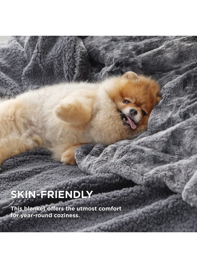 Bedsure Bedsure Fuzzy Blanket Twin Size - Grey, Soft and Comfy Sherpa, Plush and Furry Faux Fur, Reversible Twin Blankets for Couch, Sofa and Bed, 60x80 Inches  - Image 2