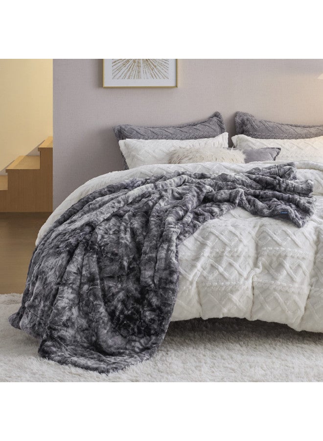 Bedsure Bedsure Fuzzy Blanket Twin Size - Grey, Soft and Comfy Sherpa, Plush and Furry Faux Fur, Reversible Twin Blankets for Couch, Sofa and Bed, 60x80 Inches  - Image 1