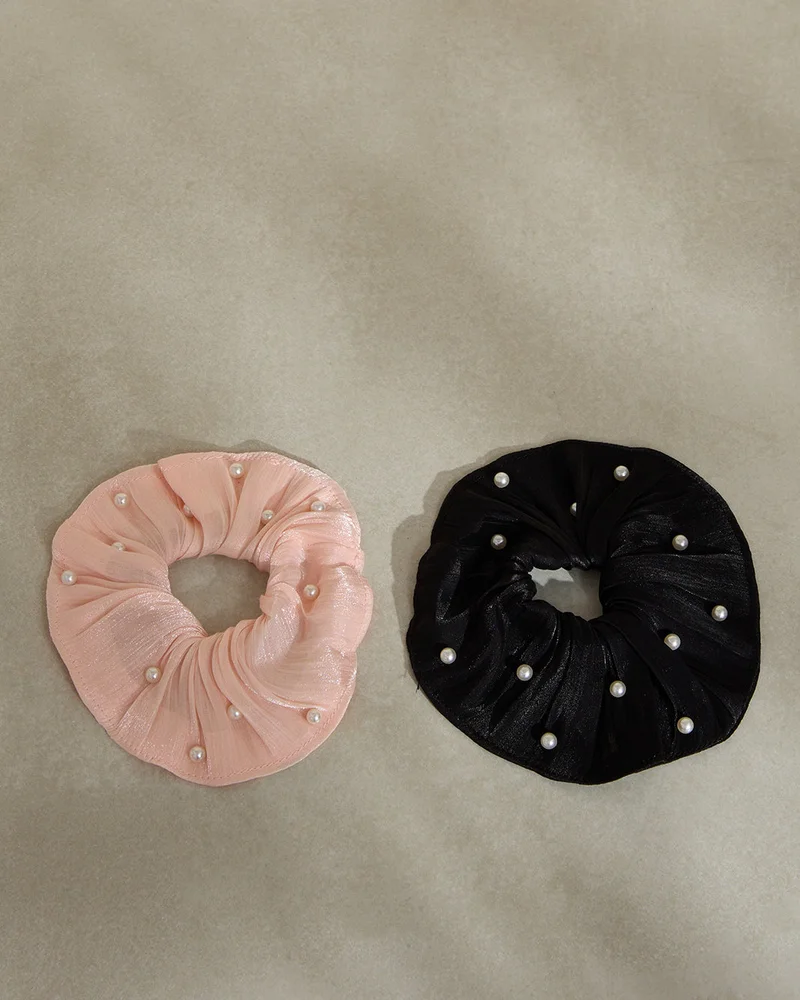 Redtag Women Assorted Embellished Scrunchies 2 Piece Set