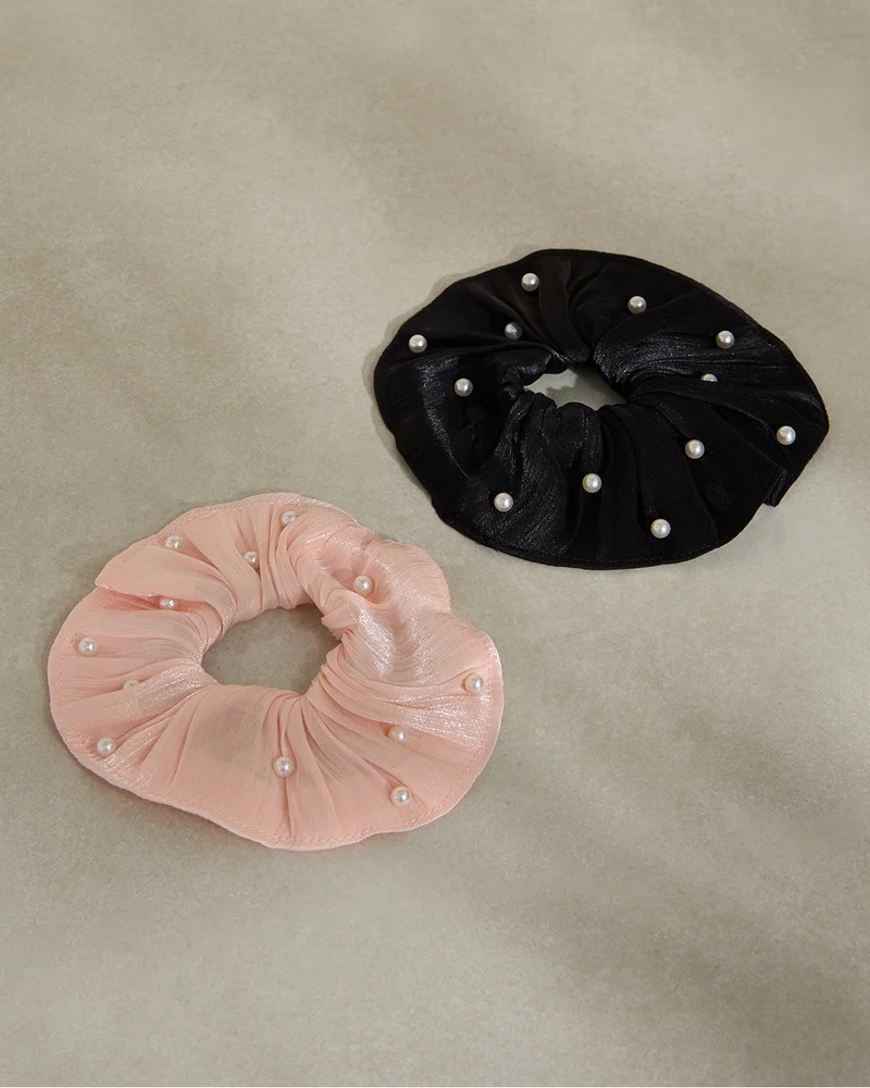Redtag Women Assorted Embellished Scrunchies 2 Piece Set