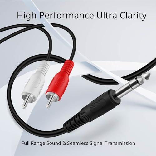 TNP Products TNP Premium 6 Ft 1/4 Inch (6.35mm) TRS to Dual RCA Y Splitter, Balanced TRS Cable, 1/4 Inch to RCA Adapter, Red and White - Image 2