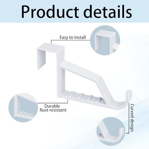 NewTalent New Talent 2pcs Over The Door Hanger Holder (White) 2 Pack Over The Door Hooks for Hangers, Door Hanger Hooks, Storage Organizers - Image 3