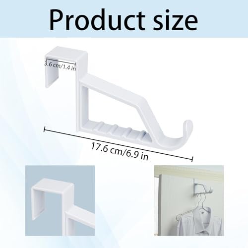 NewTalent New Talent 2pcs Over The Door Hanger Holder (White) 2 Pack Over The Door Hooks for Hangers, Door Hanger Hooks, Storage Organizers - Image 2
