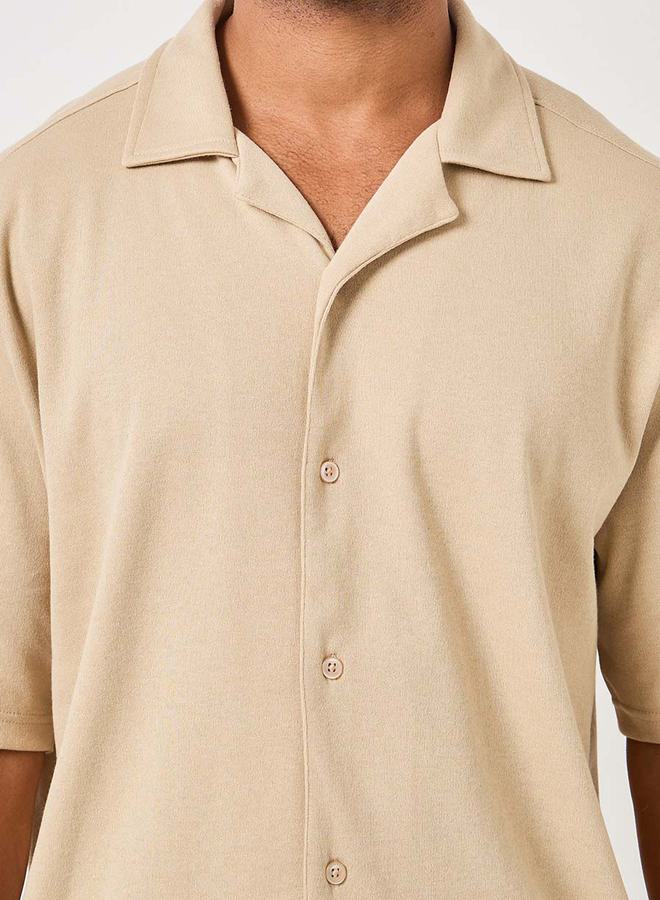 Styli Solid Revere Collar Shirt & Shorts Co-Ord Set - Image 3