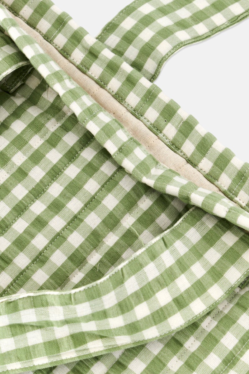 Muy Mucho Women Checkered Tote Bag 47 x H 44 x L 1 x W cm, Green - Image 3