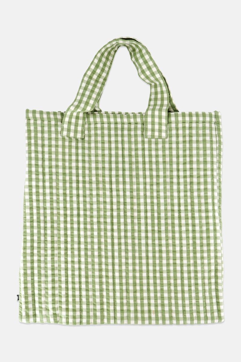 Muy Mucho Women Checkered Tote Bag 47 x H 44 x L 1 x W cm, Green - Image 2