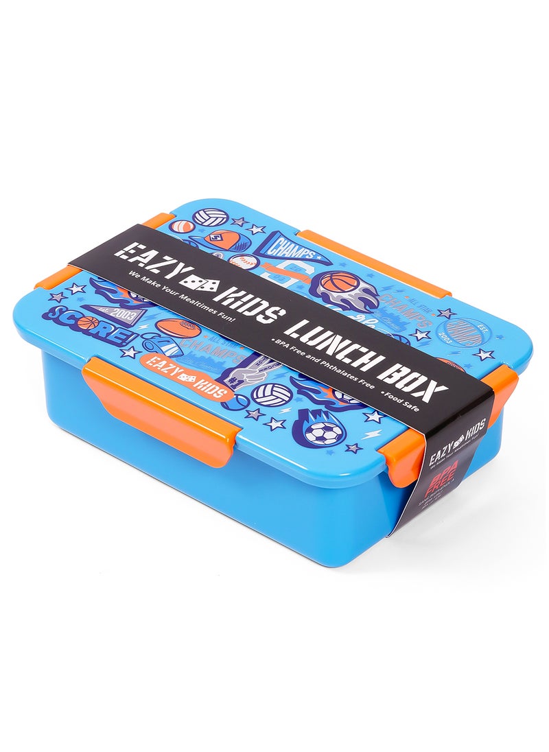 Eazy Kids 1, 2, 3, 4 Compartment Convertible Bento Lunch Box Soccer - Blue 850Ml  - Image 4