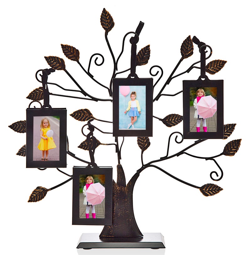Philip Whitney Philip Whitney Picture Frames Family Tree Picture Frames with 4 Hanging Photo Frames Wall Decor Table Decor Gifts for Mom 13 