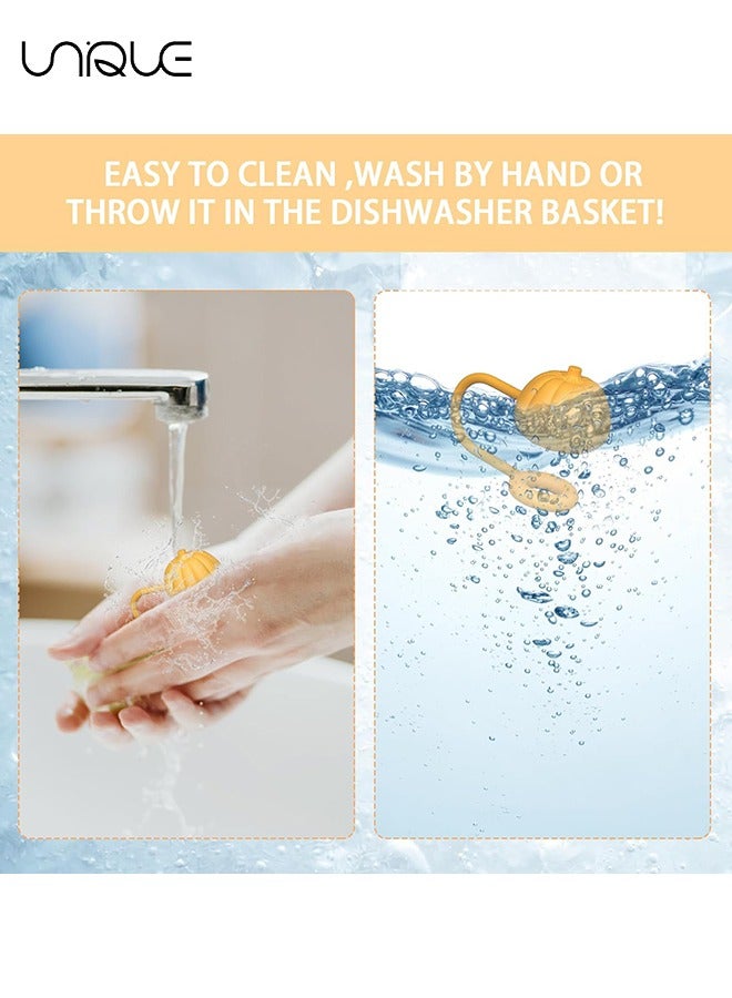 Unique 5 PCS Dustproof Straw Cap, Reusable Silicone Straw Lid Protector,Cartoon Pattern Plugs,for 0.4"/10mm Straw Fitting (Pumpkin) - Image 4