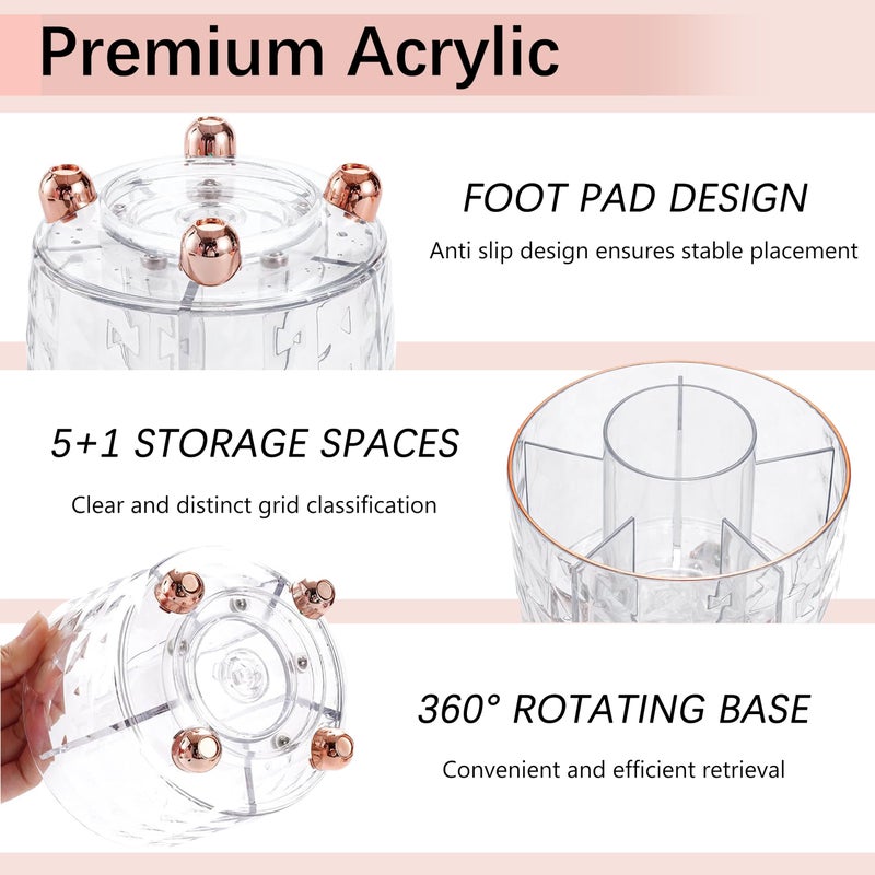 Dimonluce Rose Gold Desk Accessories, Office Supplies Desk Organizers 360Â°Pen Holder Acrylic Stapler Set, Phone Holder, Ballpoint Pen, Scissor, Binder Clips, Ruler, Transparent Glue, Sticky Note and Staples. - Image 2