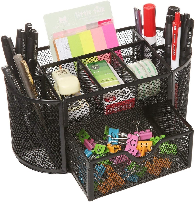 SCILLA Metal Mesh Desk Organizer Stationary Storage Stand Pen |Pencil Holder for Office, Home, and Study Table (Big) - Image 1