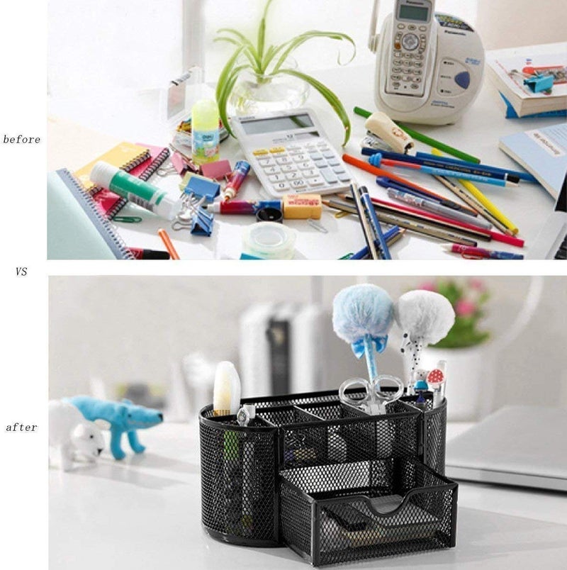 SCILLA Metal Mesh Desk Organizer Stationary Storage Stand Pen |Pencil Holder for Office, Home, and Study Table (Big) - Image 4