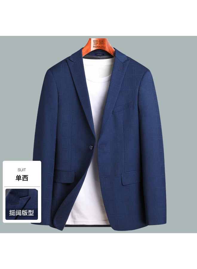 ROMON Fashion Checkered Men's Business Casual Suit Jacket, Slim Fit Blazer, Versatile Casual Top - Image 2