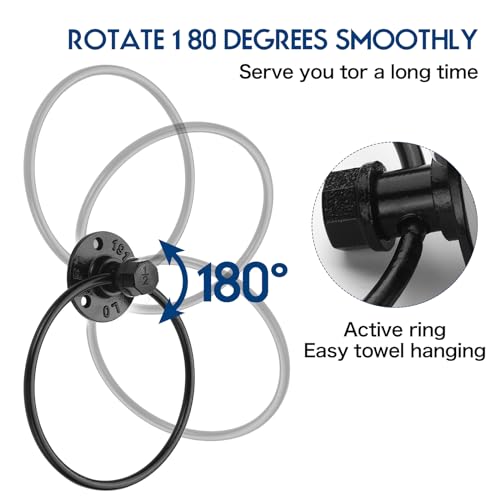 ROXLLGJC Industrial Towel Ring Rustic Pipe Hand Towel Holder Wall Mounted for Bathroom - Image 3