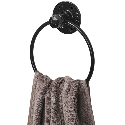ROXLLGJC Industrial Towel Ring Rustic Pipe Hand Towel Holder Wall Mounted for Bathroom - Image 1