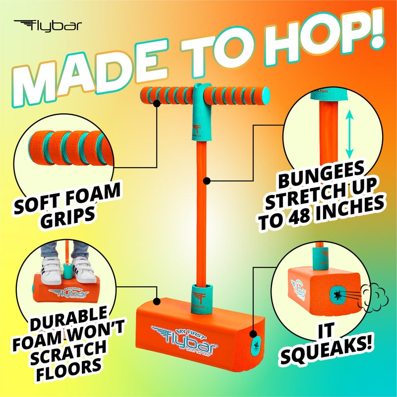 Flybar My First Foam Pogo Jumper for Kids Fun and Safe Pogo Stick for Toddlers, Durable Foam and Bungee Jumper for Ages 3 and up, Supports up to 250lbs (Orange) - Image 2