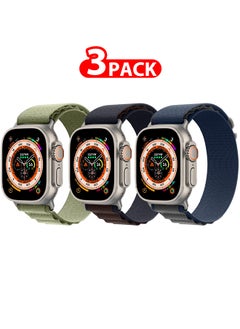 3 Packs For Watch Ultra Smartwatch with Rugged Titanium Case and Alpine Loop 49mm Fitness Tracker Precision GPS Action Button Extra Long Battery Life Multicolour