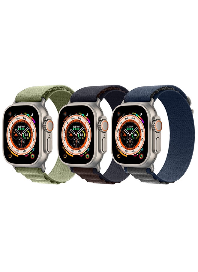 CATANES - 3 Packs For Watch Ultra Smartwatch with Rugged Titanium Case and Alpine Loop 49mm Fitness Tracker Precision GPS Action Button Extra Long Battery Life Multicolour - Image 1