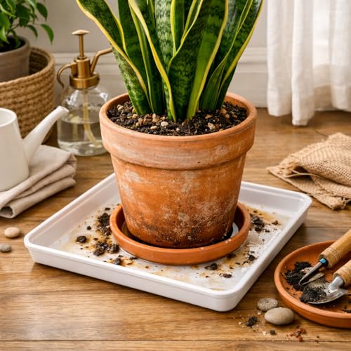 ShopMeFast Square Plant Saucer/Bottom Tray Suitable for 6 Inch Plastic Pot, Base Plate of Gamla for Indoor Home Decor and Outdoor Balcony Garden (White, Set of 5) - Image 4
