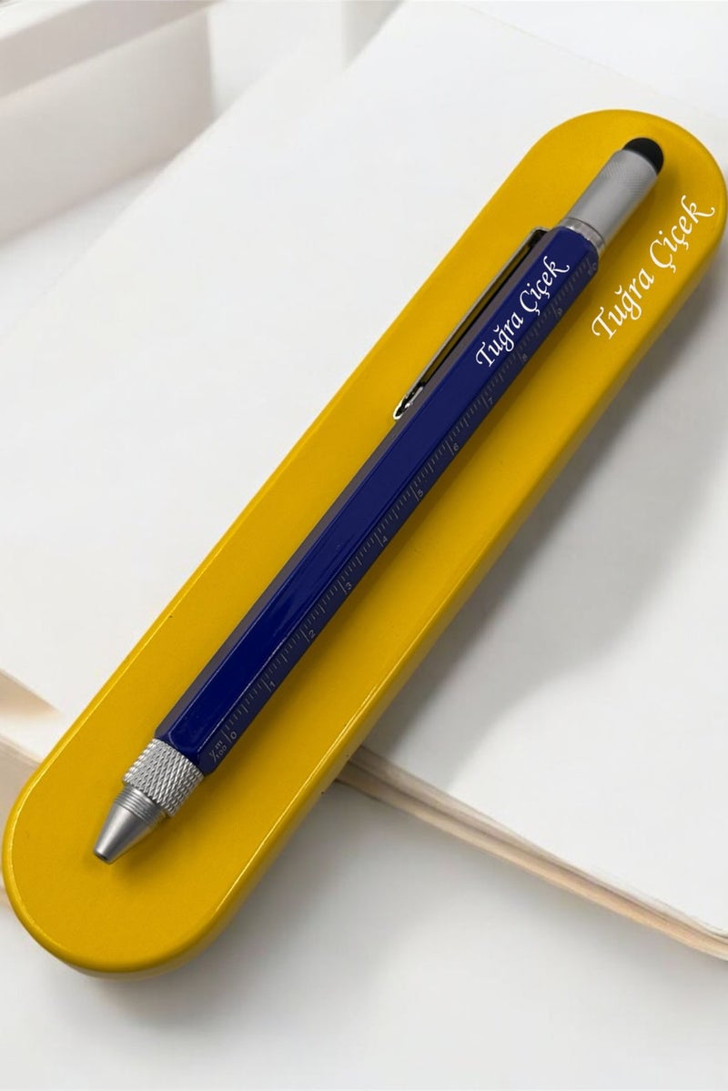 Tusah Yellow Navy Blue Spirit Level Ruler Screwdriver Engineer Pen Black Personalized  - Image 1