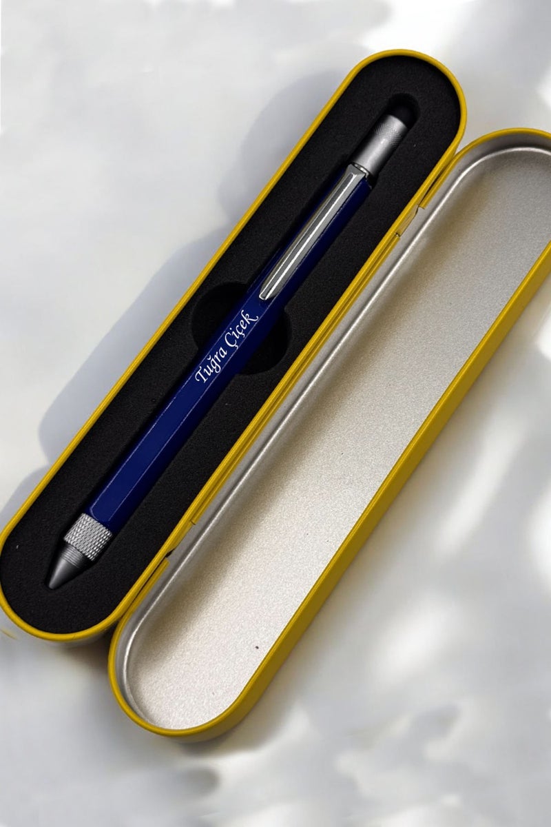 Tusah Yellow Navy Blue Spirit Level Ruler Screwdriver Engineer Pen Black Personalized  - Image 3