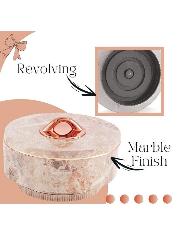 Nabhya Marble Print Revolving Round Shape 4 Section Multipurpose Dry Fruit Storage Container Set Box with Air-Tight Lid, Plastic Utility For Serving Sweets, Chocolates, Candy, Pickle & Kitchen (Beige) - Image 5