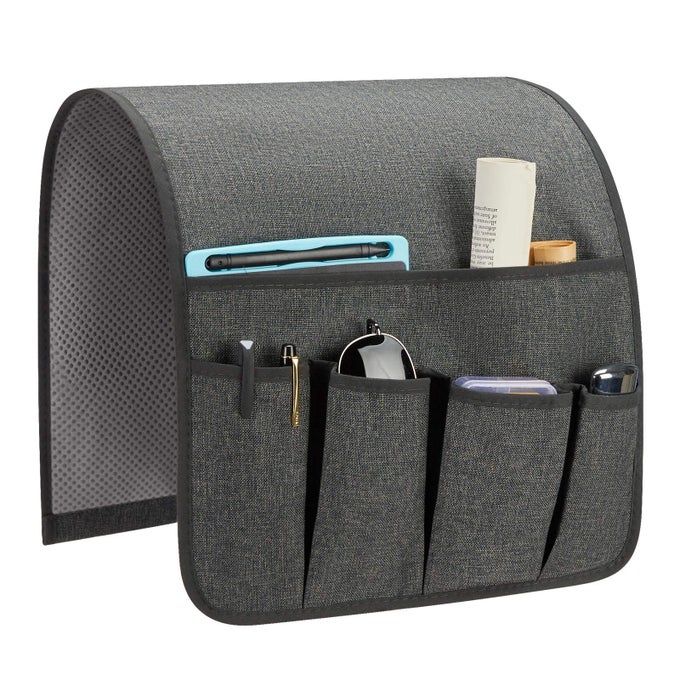 Sofa Armrest Organizer Remote Control Holder for Recliner Couch Arm Chair Caddy with 5 Pockets for Magazine Tablet Phone iPad