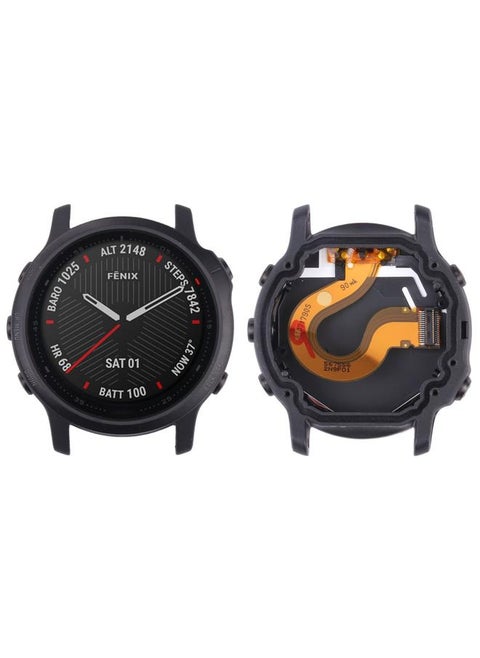 شاشة LCD بديلة ومحول رقمي كامل مع إطار لجهاز Garmin Fenix 6S باللون الأسود