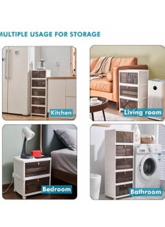 XICEN 3 Tiers Collapsible Storage Cabinet, Stackable Storage Bins Container with Lids and Wheels, Clothes Shoes Snacks Toys Storage Boxes, 3 Tier Folding Closet Organizer for Living Room, Kitchen, Bedroom, Dorm  - Image 3