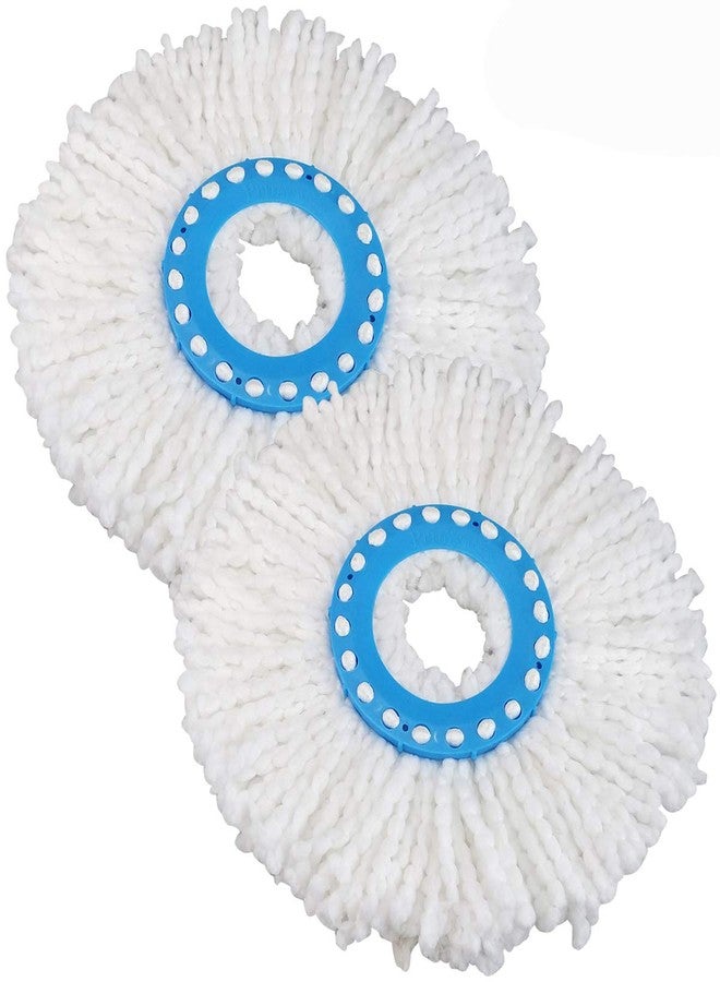 Primeway® Polyester Microfibre 360˚ Replacement Mop Head Refill | 16cm Ring | 115 Grams Each | Pack of 2 (Blue Ring, White Bristles, 38cm) - Image 1