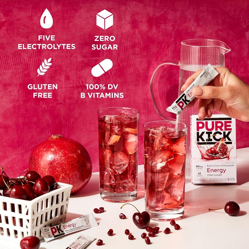 PURE KICK Energy Singles To Go Drink Mix - Black Cherry Pomegranate, 72 Packets - Image 4