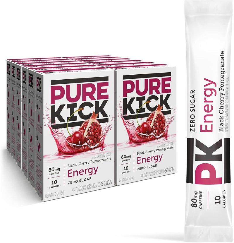PURE KICK Energy Singles To Go Drink Mix - Black Cherry Pomegranate, 72 Packets - Image 1