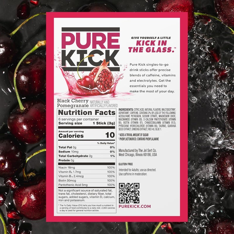 PURE KICK Energy Singles To Go Drink Mix - Black Cherry Pomegranate, 72 Packets - Image 2