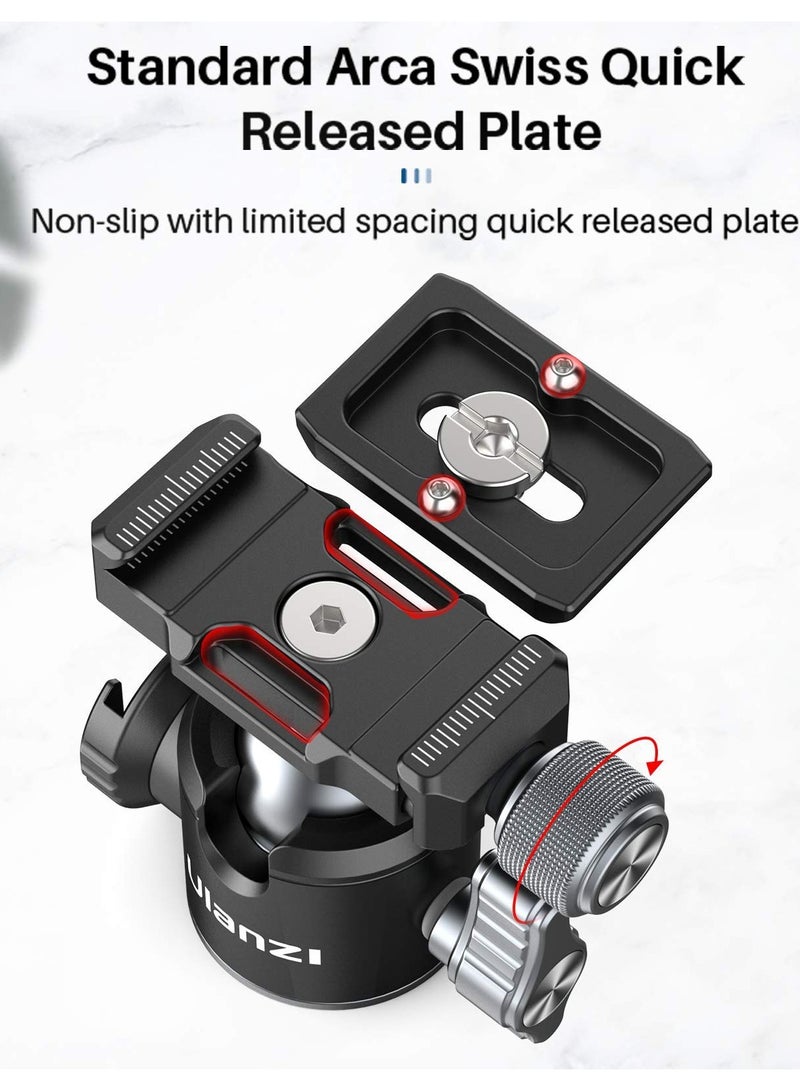 Tripod Ball Heads for 1/4 Tripod, U-80L Camera BallHead Metal Mini Ball Head 360 Degree Rotating Panoramic Arca Quick Release Plate  Cold Shoe, for DSLR Camera Camcorder Tripod Monopod Slider - Image 3