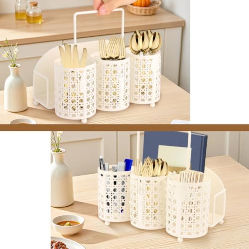 أواني العلبة الفضيات حامل شوكة ملعقة منديل ورقة لوحة منظم حامل أواني معدنية أدوات المائدة منظمات أدوات المائدة للحزب المطبخ كونترتوب التخييم نزهة - شبكة كريم - Image 3