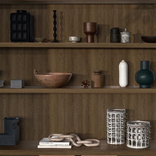 Abyssaly Wood Vinyl Wrap Contact Paper, Dark Brown Peel and Stick Wallpaper Self Adhesive Countertop for Kitchen Cabinet, Wood Grain Counter Top Cover Waterproof Wall Paper Sticker 15.7''x118'' - Image 4