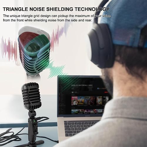 Audio Array AM-C24 USB Plug & Play Retro Microphone Kit | No Latency Monitoring & Volume Control Knob | Gaming, Streaming, Podcast, Singing, Discord, Zoom Meeting, YouTube | Laptop, PC, Smartphones - Image 5